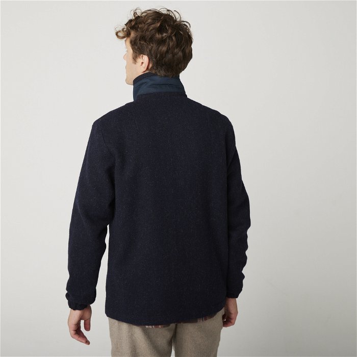 Image of model wearing Pocket Fleece. Model is 6ft1in, chest size 38in and wearing size Large