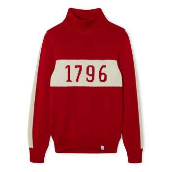 Image of model wearing 1796 Crew Jumper. Model is 5ft8in, size UK 8 and wearing size Small