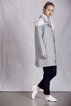 Image of model wearing Carlyle Jacket. Model is 5ft8, size UK 8 and wearing size Medium