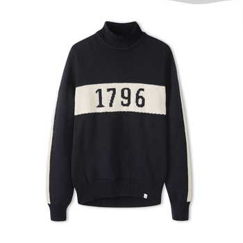 Image of model wearing 1796 Jumper. Model is 5ft8in, size UK 8 and wearing size Small