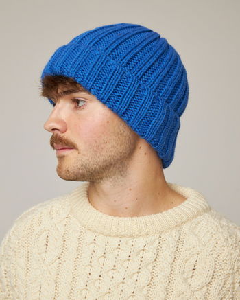 Image of model wearing Milliner Ribbed Beanie. One Size