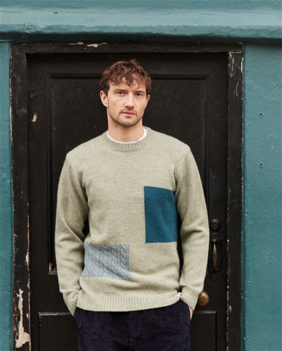 Image of model wearing Buxton Crew Neck Jumper. 