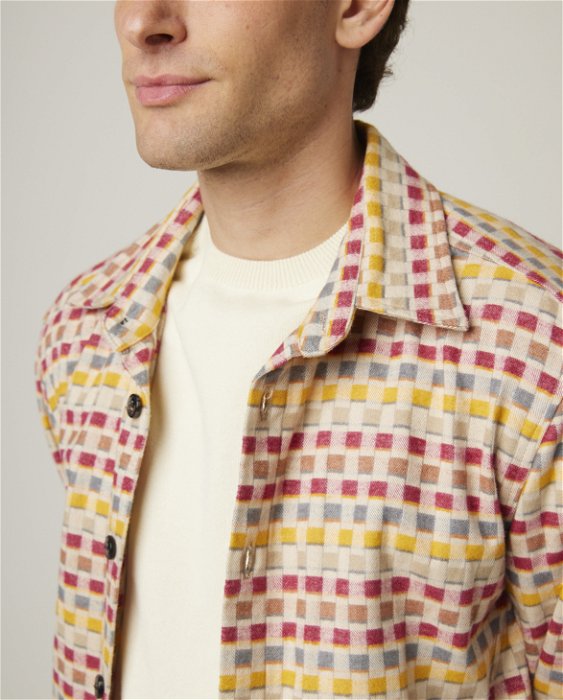 Image of model wearing Blake Overshirt. 