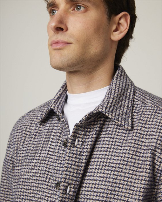 Image of model wearing Blake Overshirt. 