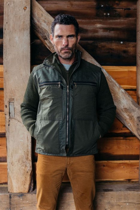Image of model wearing Cotham Gilet. Model is 6ft1in, chest size 38in and wearing size Large