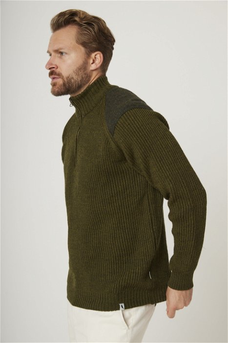 Image of model wearing Foxton Zip Neck. Model is 6ft0in, chest size 40in and wearing size L