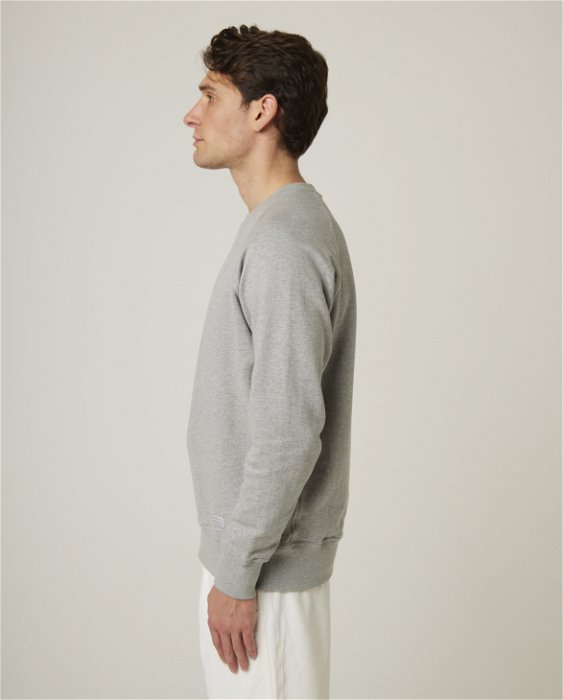 Image of model wearing Classic Sweatshirt. Model is 6ft, chest size 36in and wearing size Medium