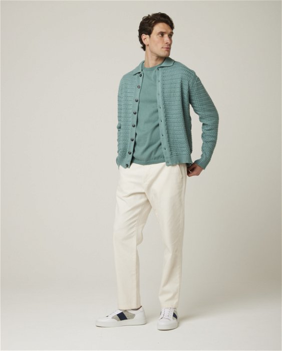 Image of model wearing Terrace Knitted Cardigan. 