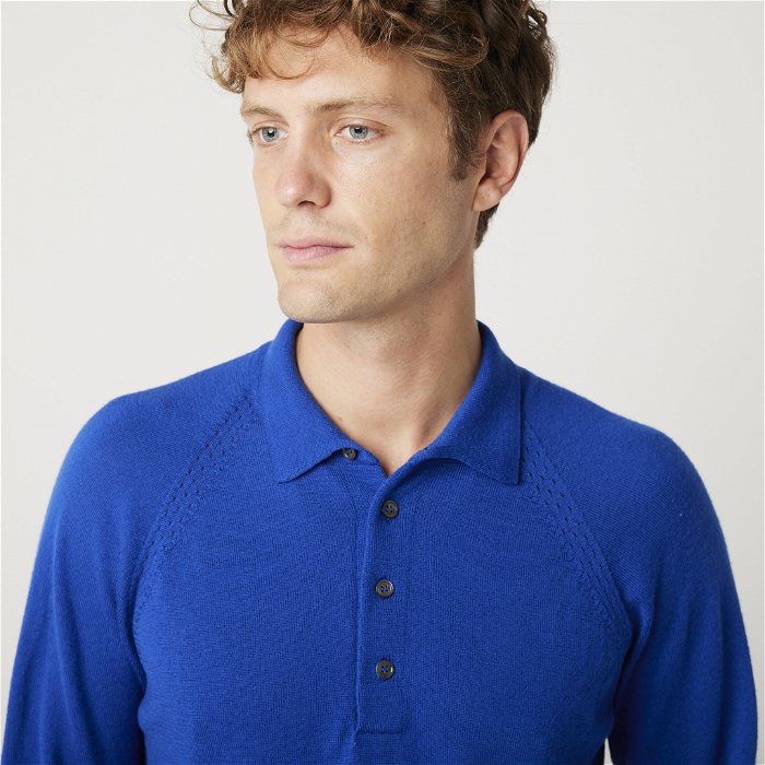 Image of model wearing Beauford Polo Shirt. Model is 6ft1in, chest size 38in and wearing size Medium