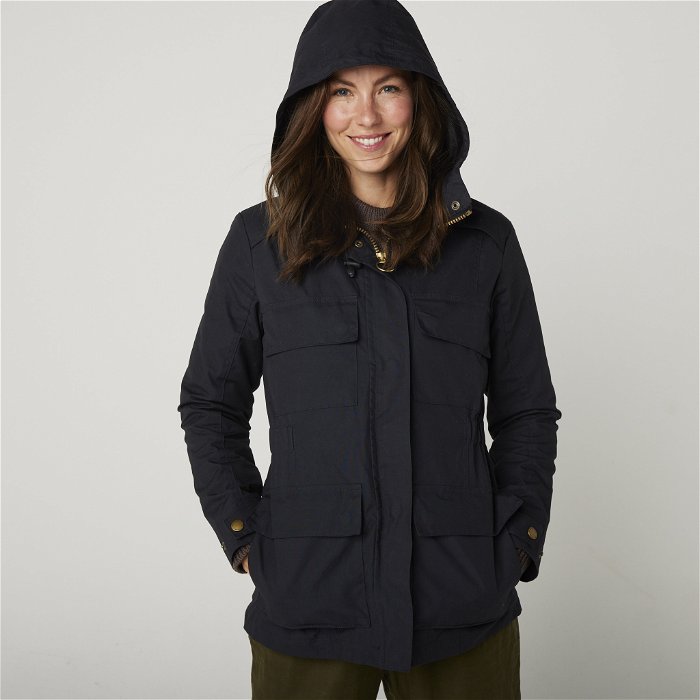 Image of model wearing Hybrid Jacket. Model is 5ft8, size UK 8 and wearing size Small
