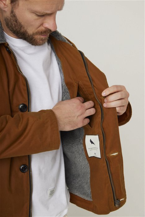 Image of model wearing Teddy Jacket. 